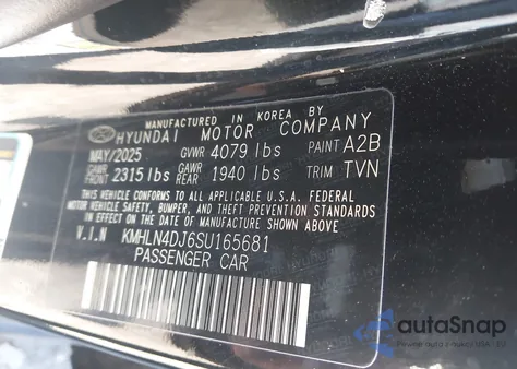 2025 Hyundai Elantra Hybrid Limited from USA, damaged, VIN KMHLN4DJ6SU165681